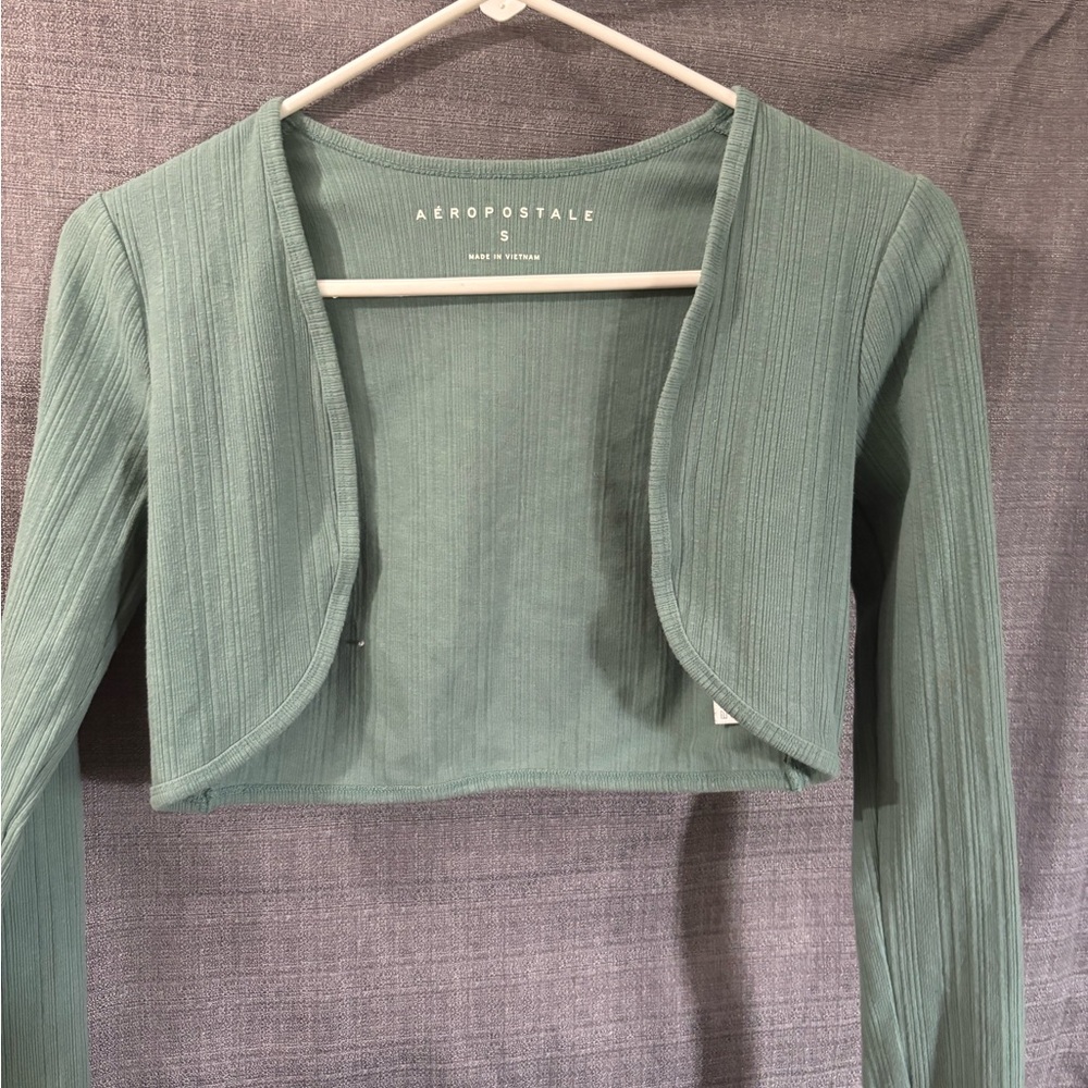 Aeropostale Women's Sage Green Ribbed Crop Top